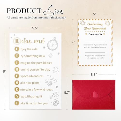 Happy Retirement Greeting Card Set with Gold Certificate and Envelope