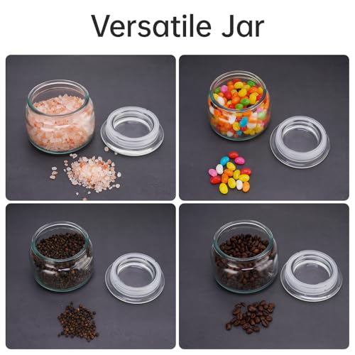 NiHome 280ml Glass Salt Cellar with Airtight Lid - Wide Mouth Spice Jar