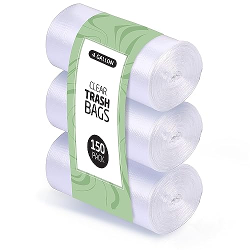 4 Gallon Clear Trash Bags - 150 Mini Garbage Can Liners