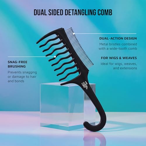 Kiss Colors & Care 2-in-1 Dual-Sided Detangling Wig Comb & Metal Bristles