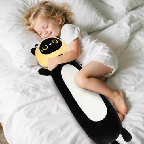 22-Inch Bee Cat Plush Body Pillow Toy – Soft Kawaii Stuffed Animal
