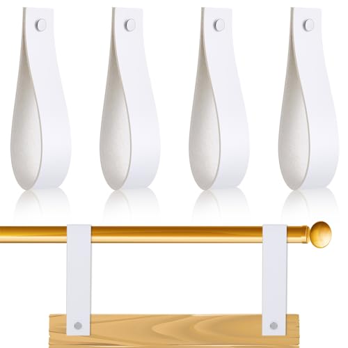 Vercraft White Faux Leather Sign Hanging Straps Set of 4 for Rods