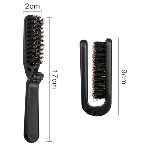 Travel Folding Boar Bristle Hair Brush Anti-Static Pocket Styling Tool