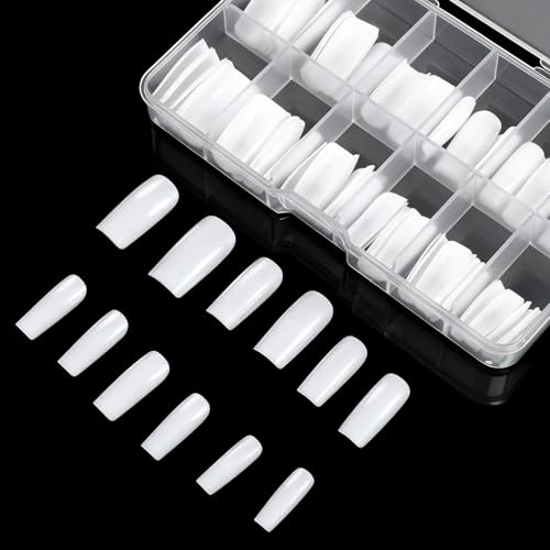 Thinp 120 Pcs Medium Square White French Tip Press on Nails