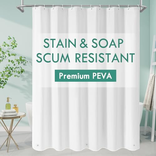 MitoVilla PEVA Shower Curtain Liner, Waterproof White, 72" x 72"