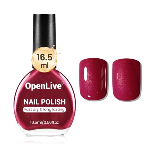 OpenLive Red Glitter Nail Polish 16.5ml Quick Dry Long Lasting Shine