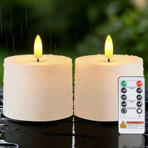 Raycare 3"x2.5" Outdoor Waterproof Flameless Candles with Remote and Timer
