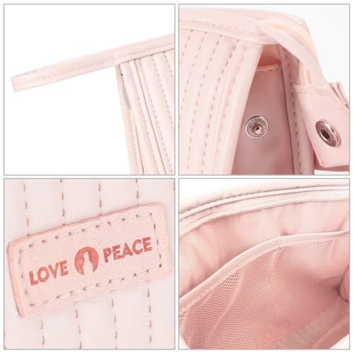 YASYU Travel Makeup Bag Waterproof PU Leather Cosmetic Pouch Light Pink