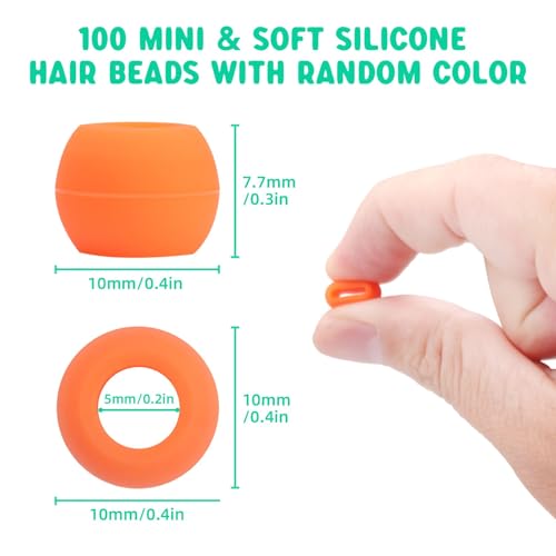 SEVENKA Small Silicone Hair Beads Set for Braids with Quick Beaders and Rubber Bands