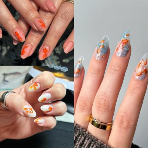 KTAABTR 3 Sheets 3D Red Koi Fish Nail Stickers Self-Adhesive Decals