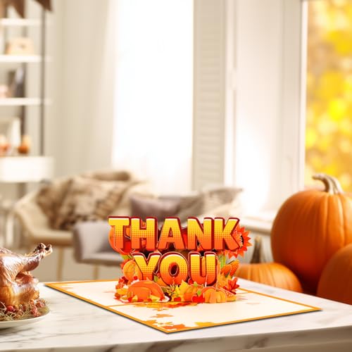 Thank You Pop Up Card with Pumpkins & Maple Leaves - 3D Design