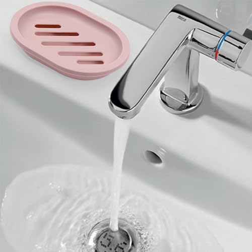 ELANE 4-Piece Soap Dish Set with Drainage - Grey, Blue, Green, Pink