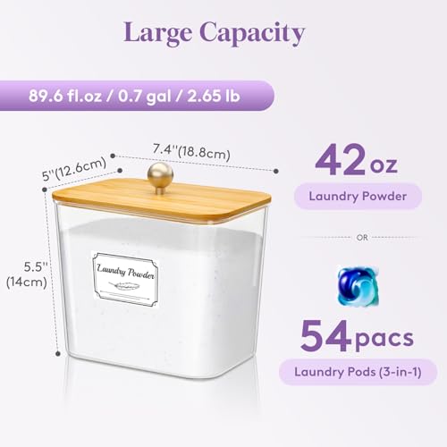 Lifewit Laundry Pods Container with Lid - 0.7 Gallon Clear Storage Jar