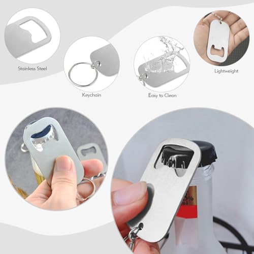 Portable Stainless Steel Bottle Opener Keychain - 2pcs