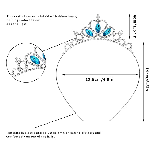 Molain 2-Pack Crystal Rhinestone Princess Crown Tiara Hair Hoop