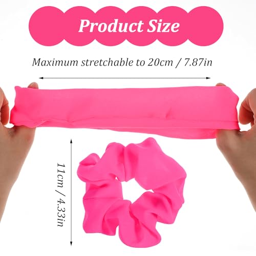 Neon Red Hair Scrunchies 2-Pack - 80s Elastic Hair Bands for Women