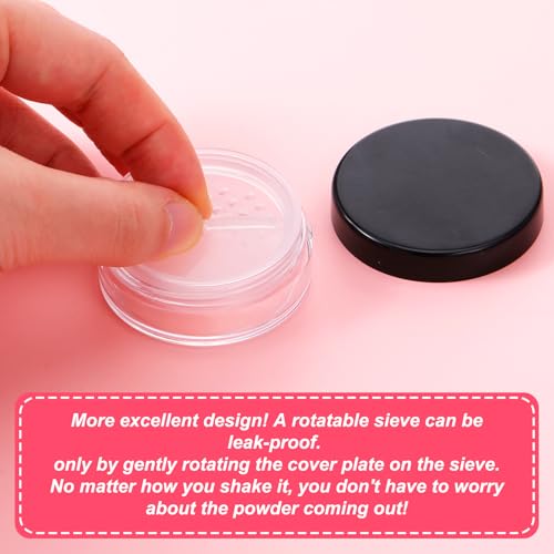 2PCS Travel Loose Powder Container 10ml Refillable Makeup Jar with Sifter