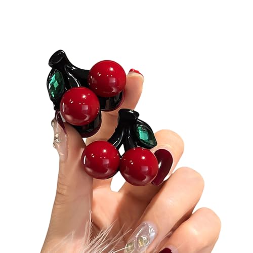 ZeroNever Red Double Cherry Hair Clips 2-Pack Small Hair Accessories