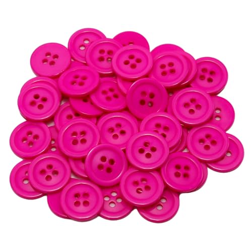 Lilaly 50 PCS 5/8" Rose Red Resin Sewing Buttons - 4 Holes