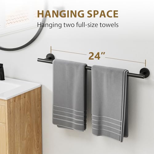 Luxbaro 26 Inch Matte Black Towel Bar - Rust-Resistant Steel