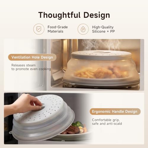 Collapsible Microwave Splatter Cover Set - 2 Pack, Grey & Red