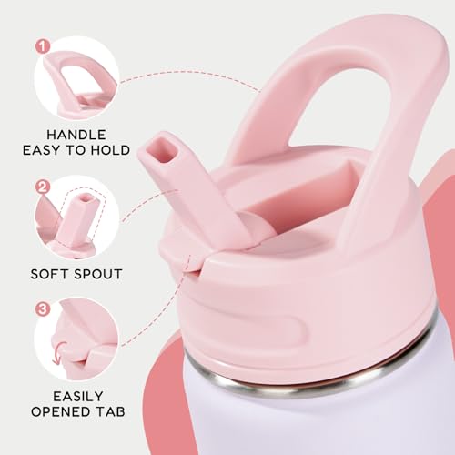 Fijinhom 12oz Kids Water Bottle with Straw - Leak-Proof Stainless Steel