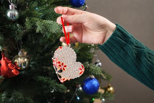 Gold Heart Christmas Ornament - Rhinestone Metal Tree Keepsake Gift