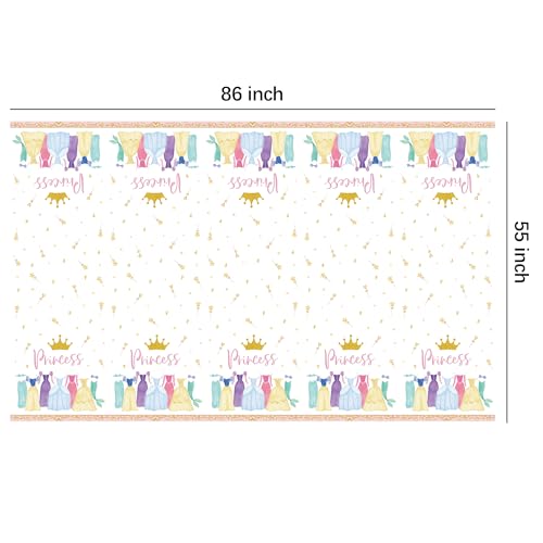 Princess Birthday Party Disposable Tablecloths, 3 Pack, 55 x 86 Inches