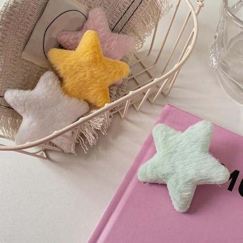 GANPUB Yellow Star Hairpins 4Pcs Soft Fluffy Anti-Slip Bangs Clips