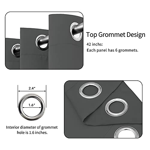 Easy-Going Thermal Blackout Curtains 42x84 Inch Grey, 2-Panel Set