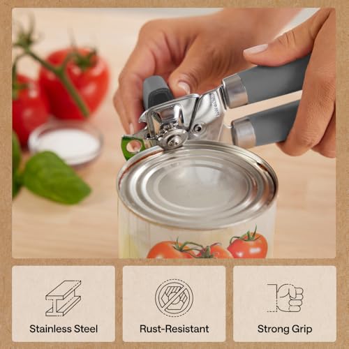 GORILLA GRIP Stainless Steel Manual Can Opener - Heavy Duty, Gray