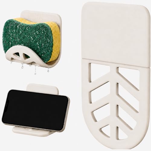 Silicone Sponge Holder with Adhesive Mount - Compact Sink Caddy