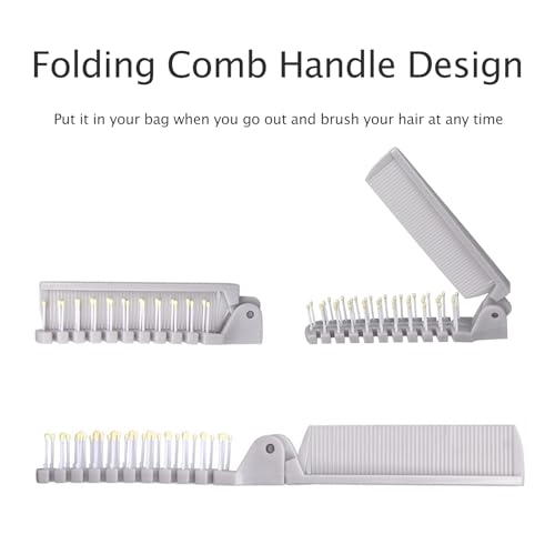 Kootinn 2 Piece Folding Hair Brush Set, Portable Travel Comb
