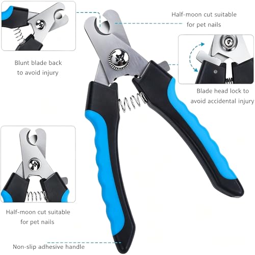 Pet Nail Clippers for Dogs and Cats with Safety Guard and Stainless Steel Blades
