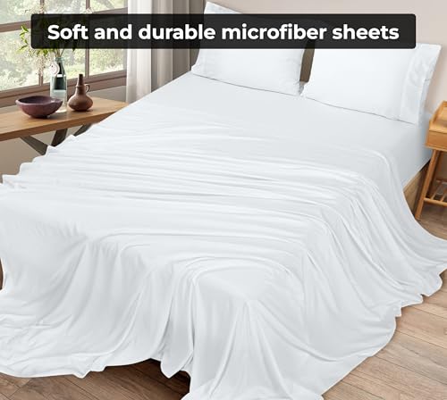 Royale Linens Queen Flat Sheet - Ultra Soft Microfiber, Wrinkle Free