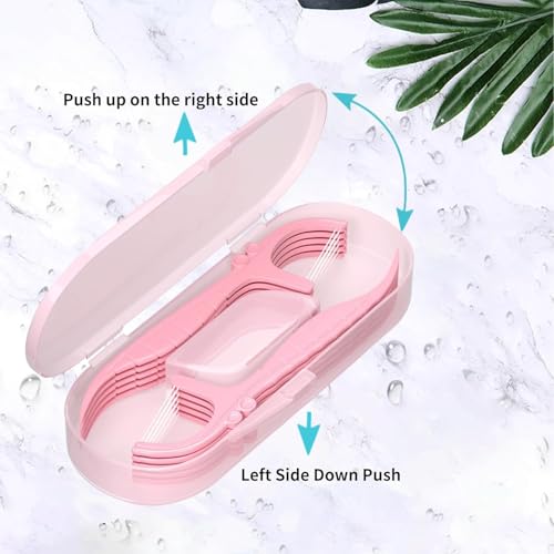 BAIDENTAL Twin Line Pink Dental Floss Picks with Portable Travel Case