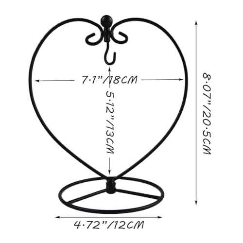 YY YEARCHY 8.07" Black Heart-Shaped Ornament Display Stand with Metal Hook