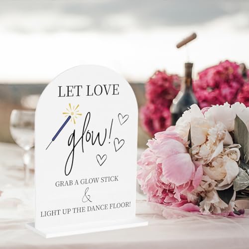 Wedding Glow Sticks Acrylic Sign, 5x7 Inch Table Decor for Dance Floor