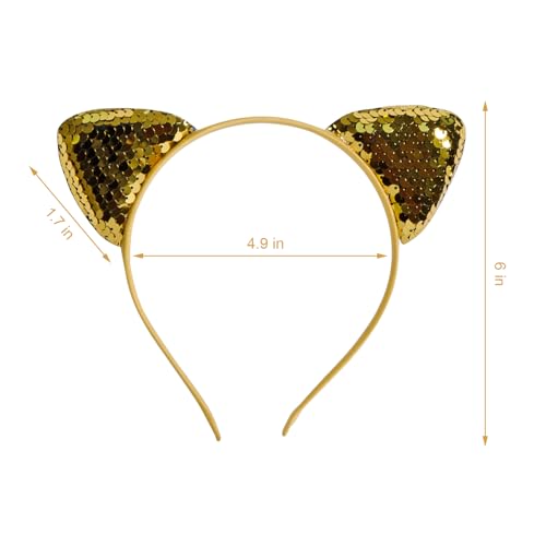 Glitter Cat Ears Headband 2-Pack Sequin Hair Hoops for Costume Parties
