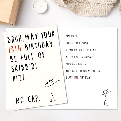 Funny 13th Birthday Card for Boys & Girls - Gen Z Meme Design