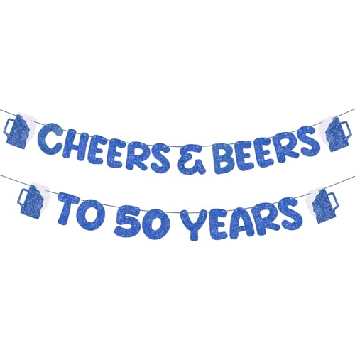 Cheers & Beers to 50 Years Banner - 50th Birthday Party Decor