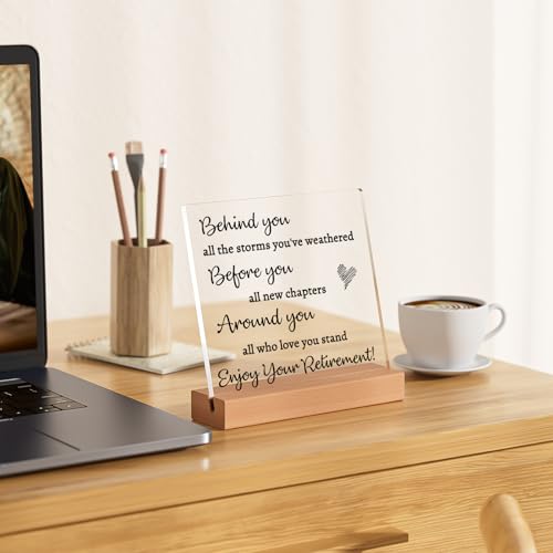 Elegant Retirement Gift Acrylic Desk Decor with Wood Stand