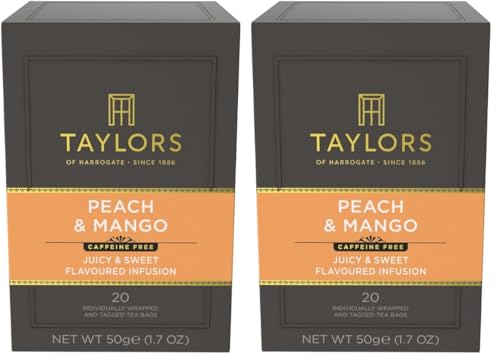Taylors of Harrogate Peach & Mango Herbal Tea - 20 Individually Wrapped Teabags