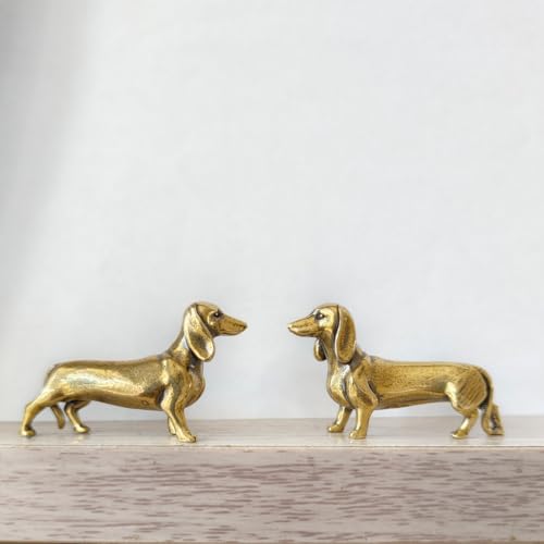 Mokuanza Solid Brass Dachshund Figurine - Vintage Desk Dog Ornament