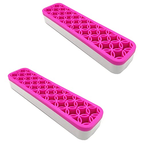 2 Pack Silicone Makeup Brush Holders - Rectangular Cosmetic Storage Organizer