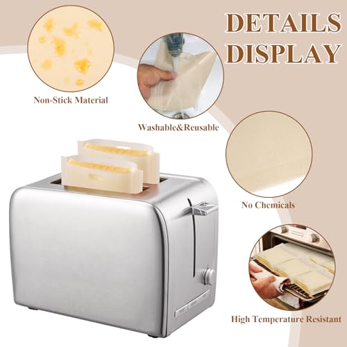 PEASUG Reusable Toaster Bags - 10 Pack Assorted Sizes for Non-Stick Cooking