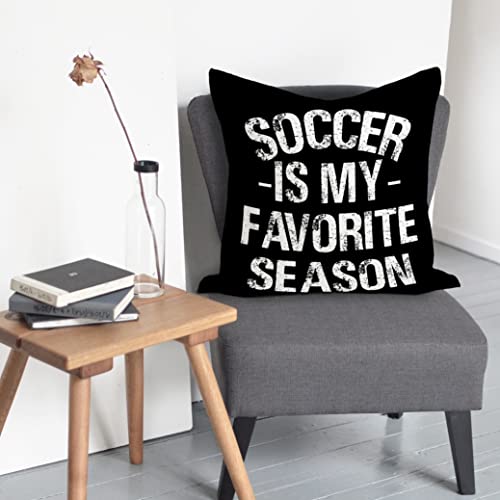 Soccer Throw Pillow Cover 18x18 Inch - Soft Flannel Black Decorative Case