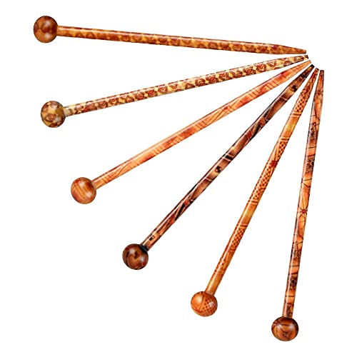 Boho Vintage Wood Hair Styling Pins 6 Pack 5.1 Inch Hair Sticks