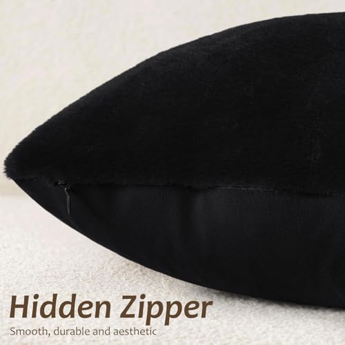 Pallene Black Faux Fur Throw Pillow Covers 18x18 (Set of 2)