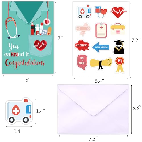 Elegant Nurse Graduation Card with Envelope & Stickers - 5x7